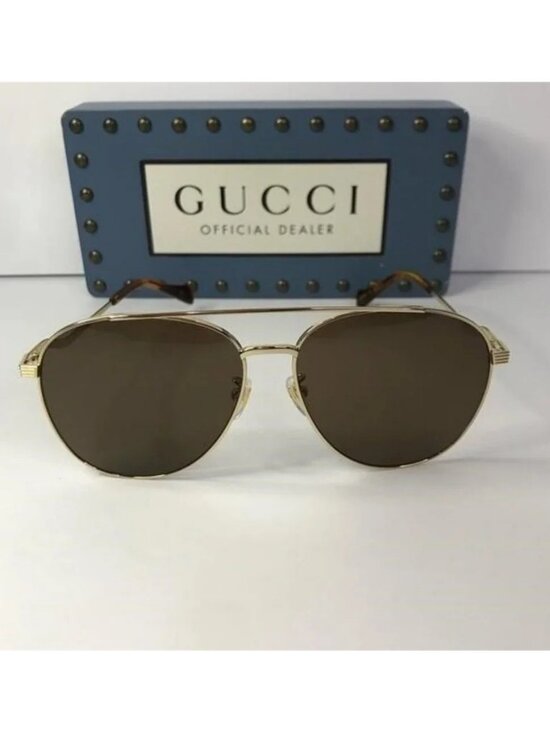 ? - New Authentic Gucci Brown Pilot Ladies Sunglasses GG0969S 002